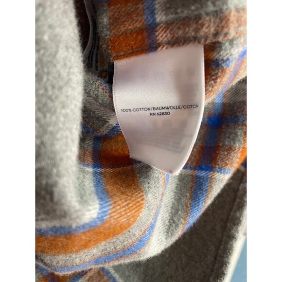 Lands' End Size Large Men's 100% Cotton‎ Gray Plaid Flannel Shirt Long Sleeve - Picture 5 of 5